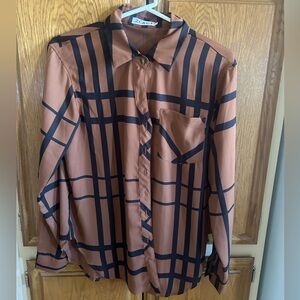 ZC&GF Brown and Black Plaid Button-Up Shirt